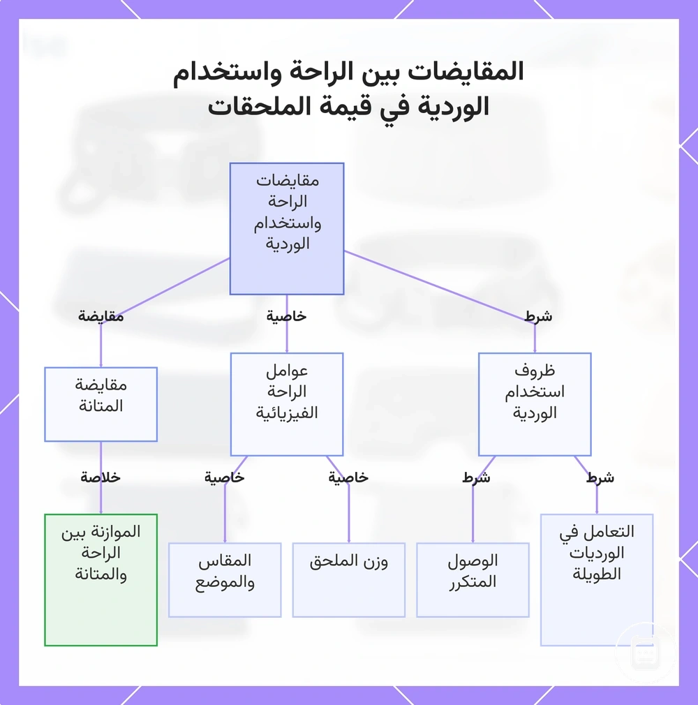 المقايضات بين الراحة واستخدام الوردية في قيمة الملحقات