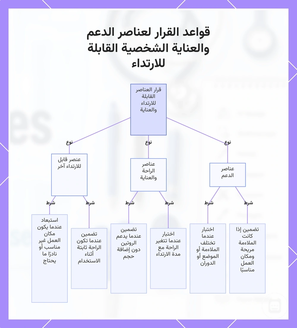 قواعد القرار لعناصر الدعم والعناية الشخصية القابلة للارتداء
