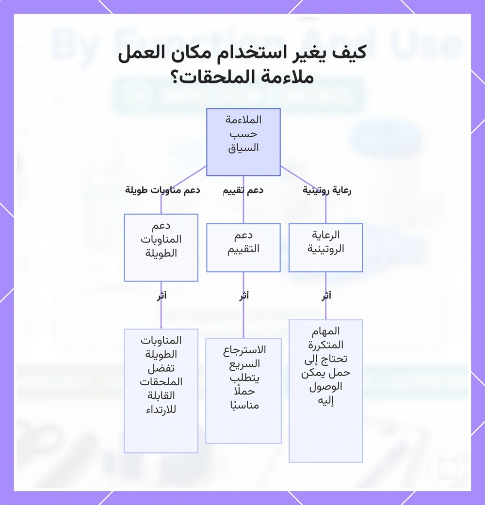 كيف يغير استخدام مكان العمل ملاءمة الملحقات؟
