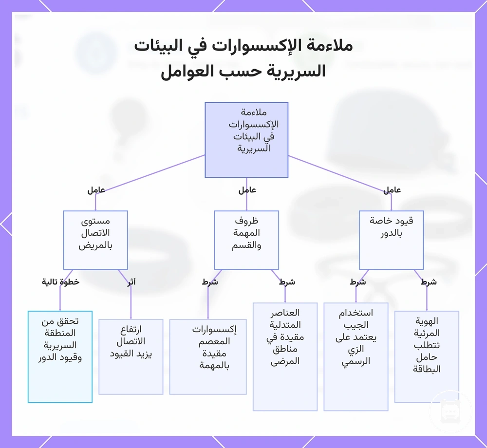 ملاءمة الإكسسوارات في البيئات السريرية حسب العوامل