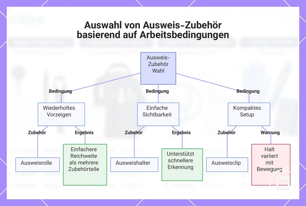 Auswahl von Ausweis-Zubehör basierend auf Arbeitsbedingungen