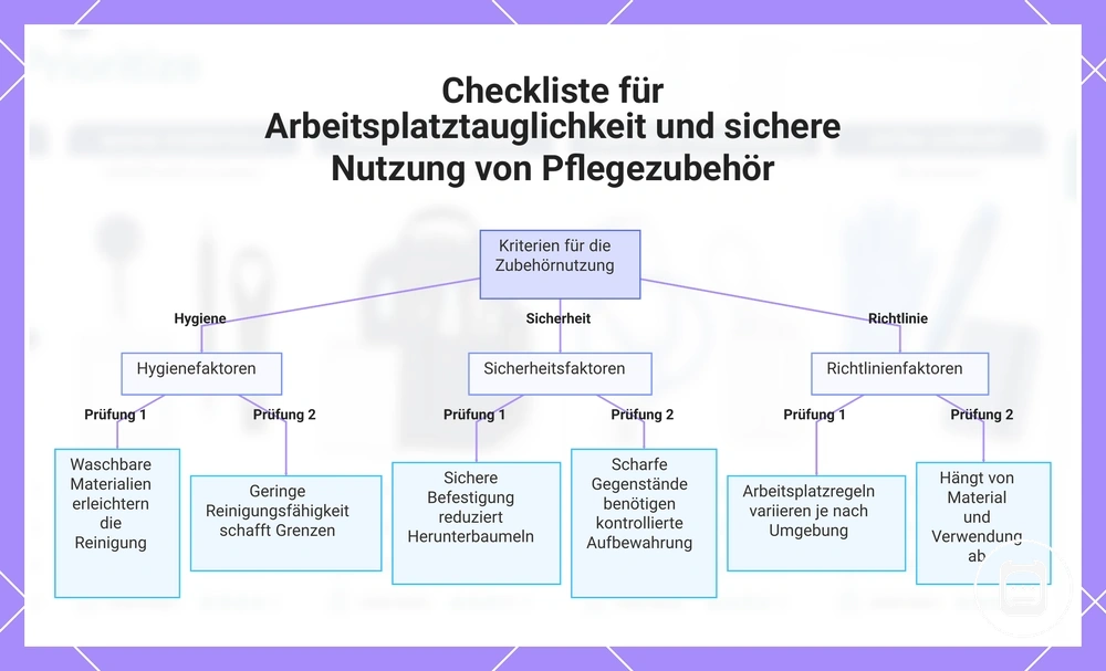 Checkliste für Arbeitsplatztauglichkeit und sichere Nutzung von Pflegezubehör