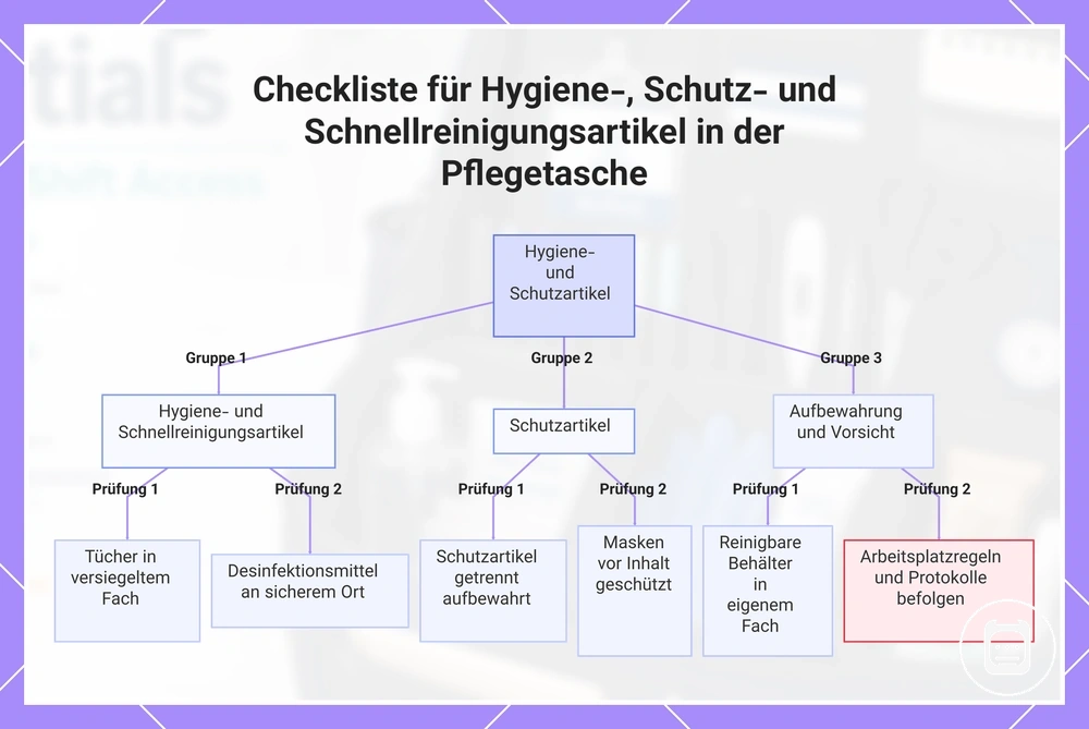 Checkliste für Hygiene-, Schutz- und Schnellreinigungsartikel in der Pflegetasche
