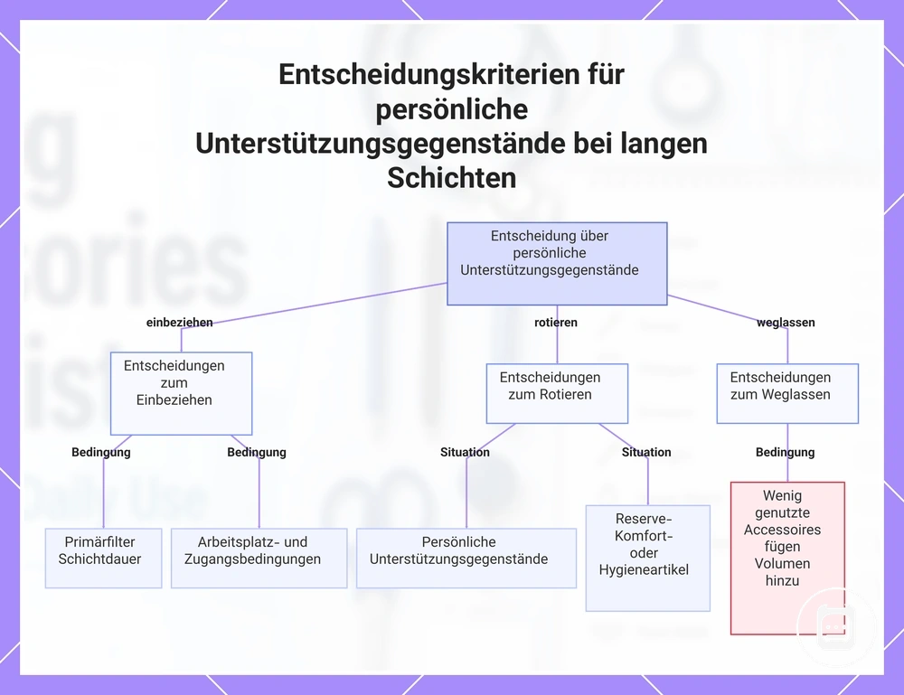 Entscheidungskriterien für persönliche Unterstützungsgegenstände bei langen Schichten