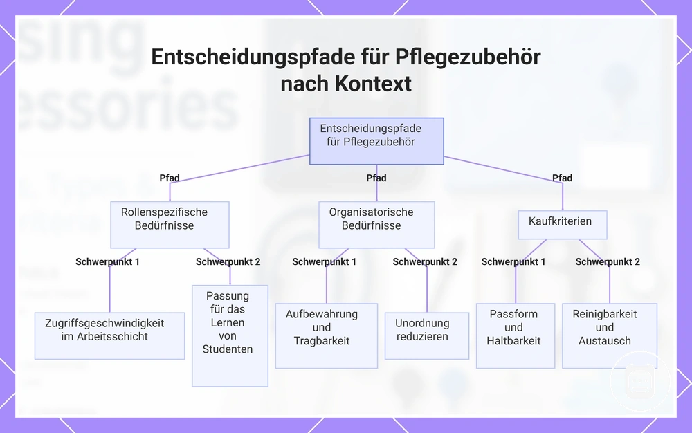 Entscheidungspfade für Pflegezubehör nach Kontext