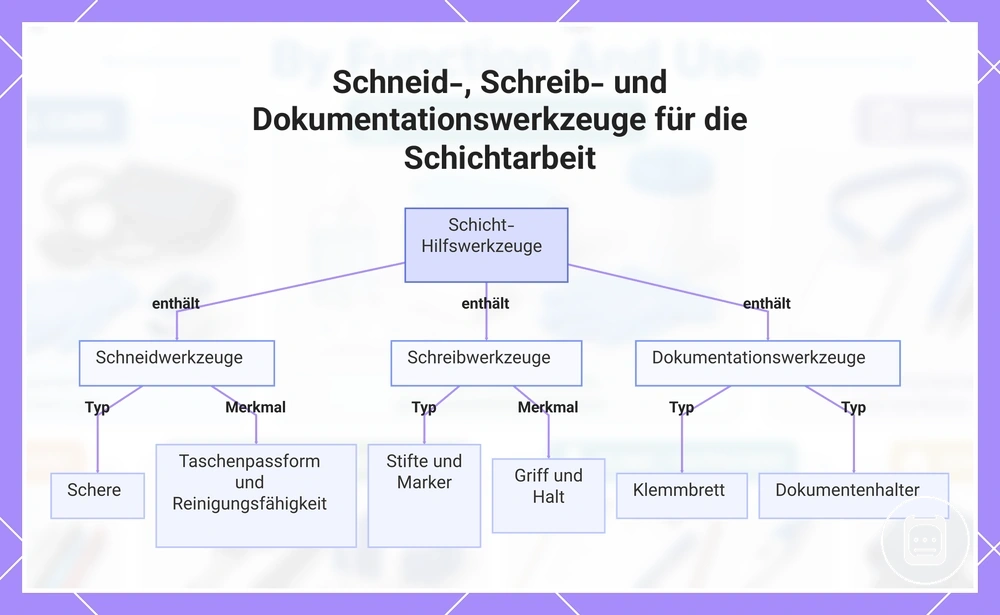 Schneid-, Schreib- und Dokumentationswerkzeuge für die Schichtarbeit