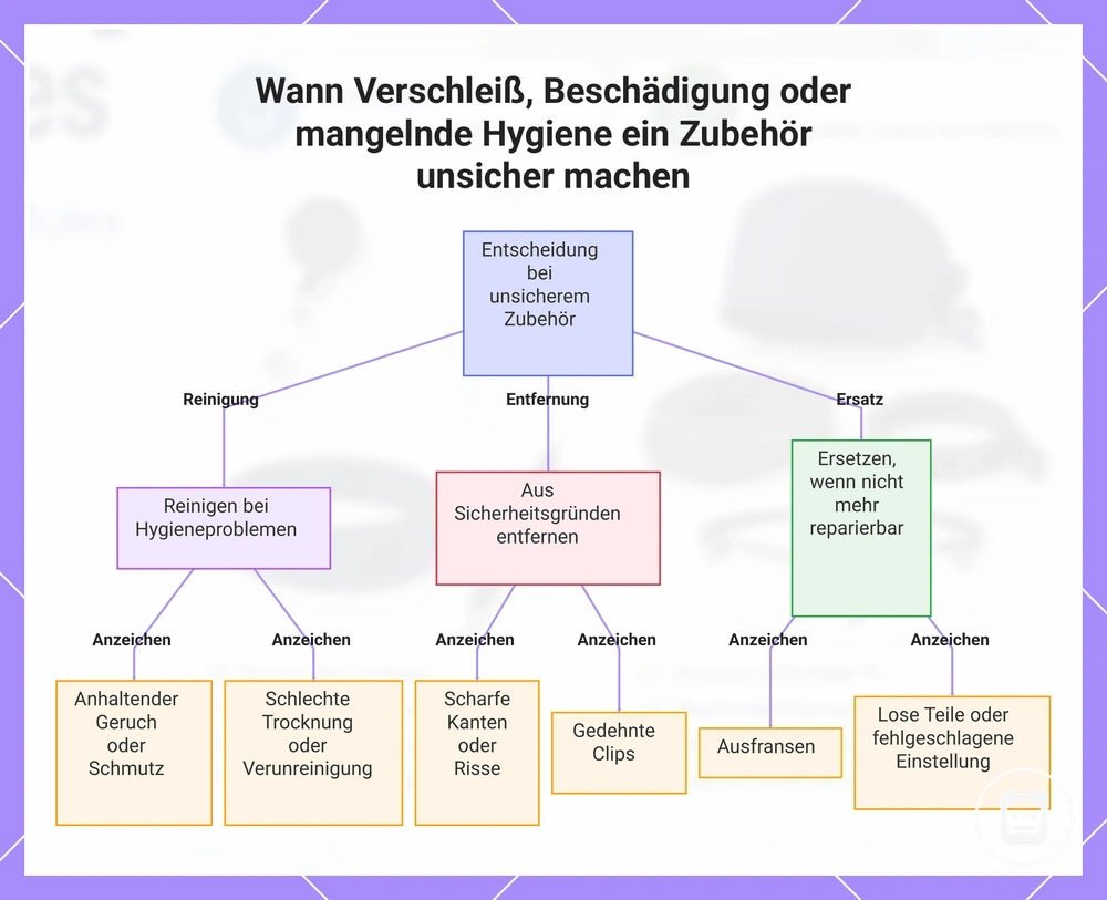 Wann Verschleiß, Beschädigung oder mangelnde Hygiene ein Zubehör unsicher machen