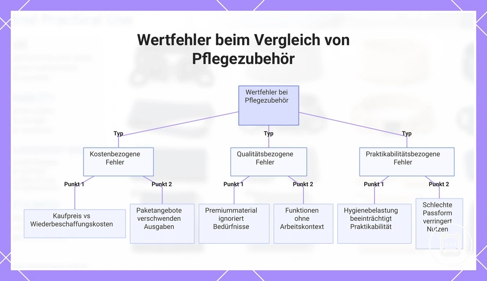 Wertfehler beim Vergleich von Pflegezubehör