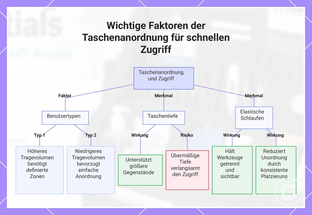 Wichtige Faktoren der Taschenanordnung für schnellen Zugriff