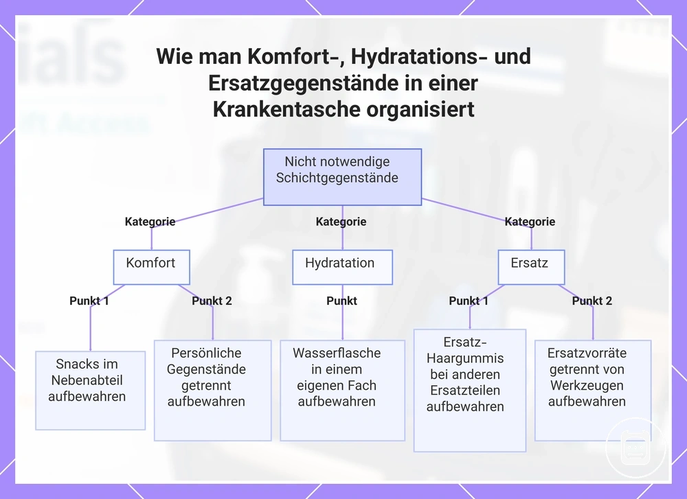 Wie man Komfort-, Hydratations- und Ersatzgegenstände in einer Krankentasche organisiert