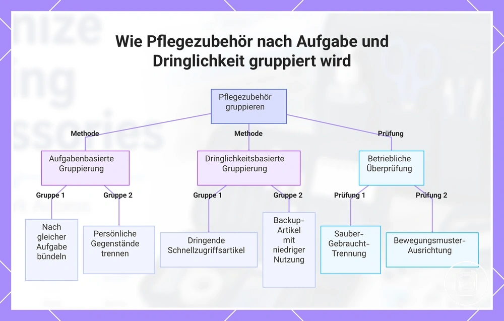 Wie Pflegezubehör nach Aufgabe und Dringlichkeit gruppiert wird