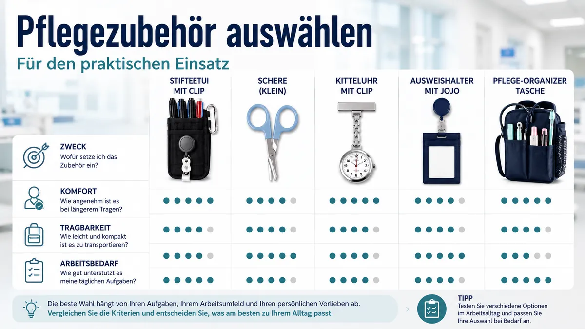 Praktisches Pflegezubehör verglichen nach Zweck, Komfort, Tragbarkeit und Arbeitsbedarf
