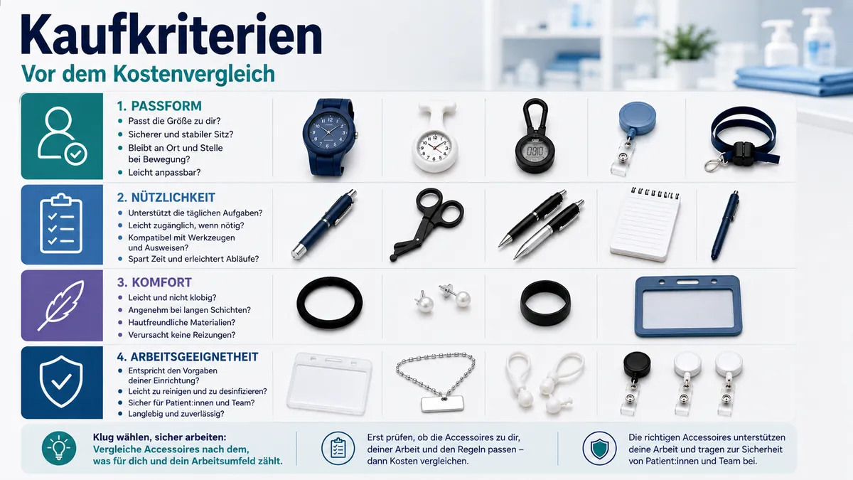 Pflegezubehör nach Kaufkriterien verglichen, bevor Preise geprüft werden