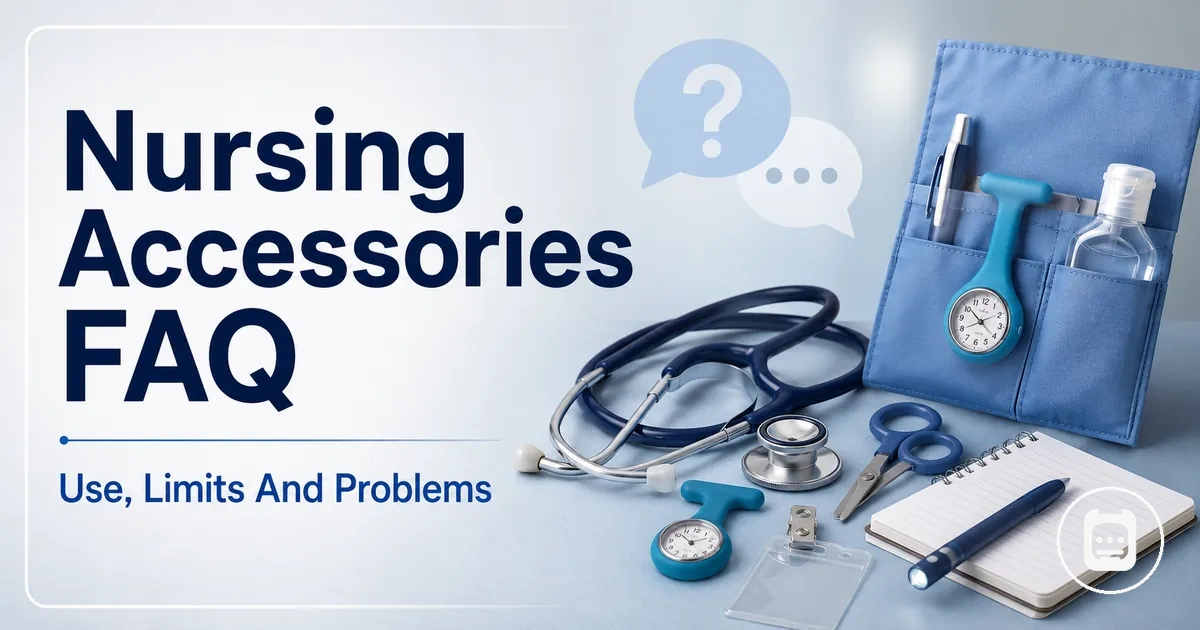 Nursing accessories arranged for answering common questions about use, limits, and problems