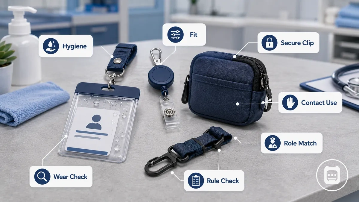 Nursing accessory safety conditions shown with cleanable surface, secure fit, and workplace suitability