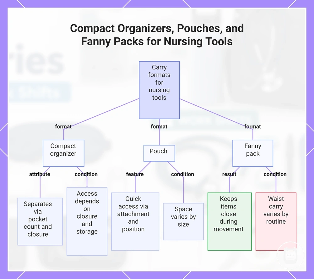 Compact Organizers, Pouches, and Fanny Packs for Nursing Tools