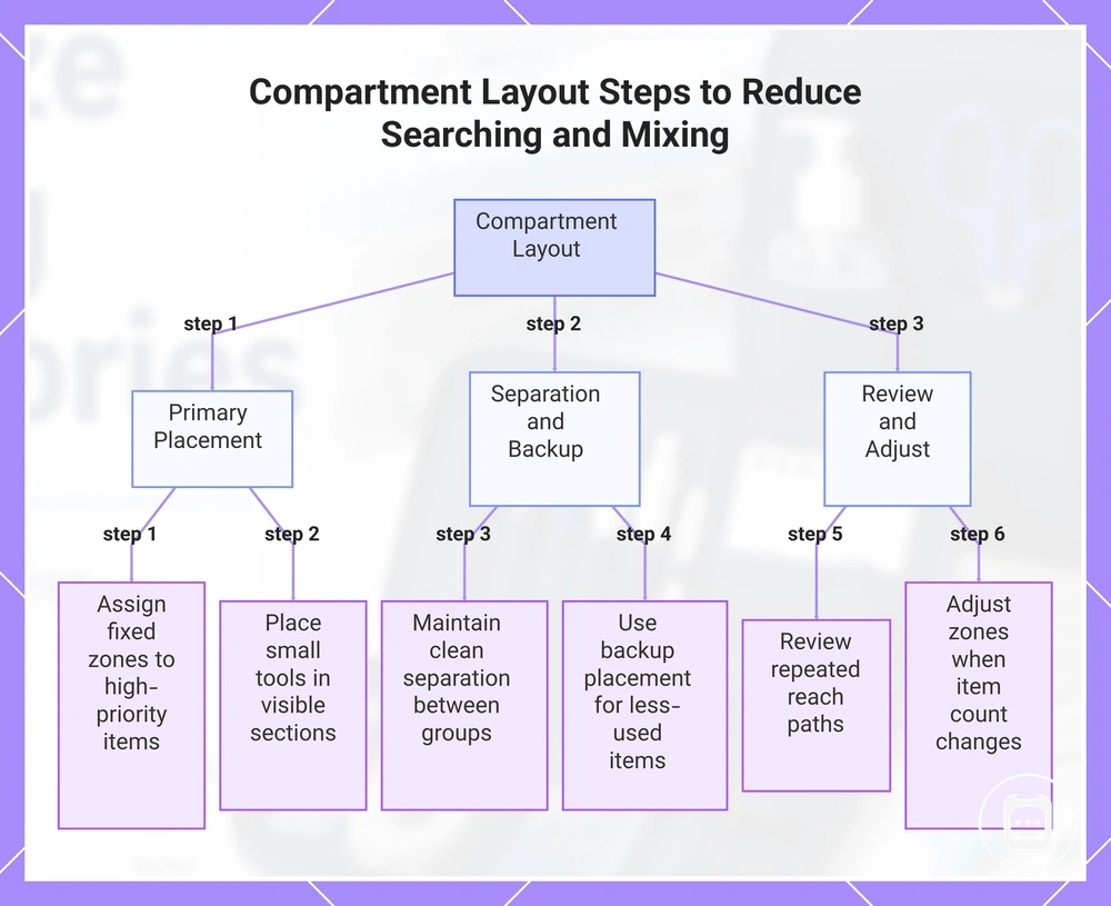 Compartment Layout Steps to Reduce Searching and Mixing