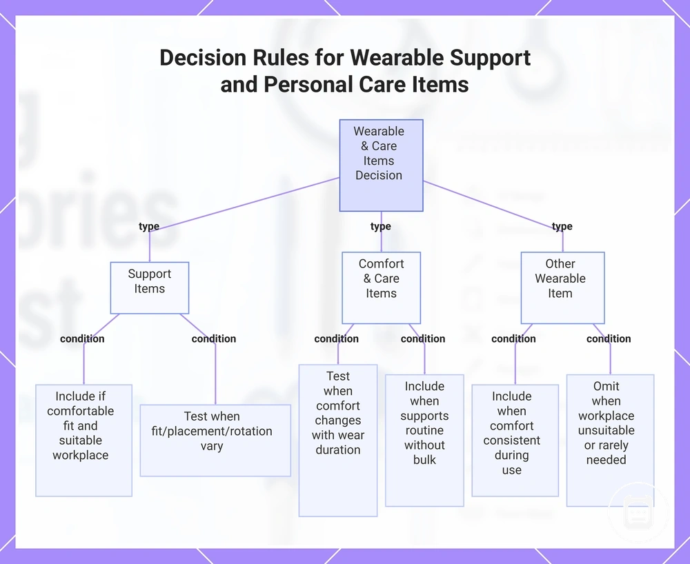 Decision Rules for Wearable Support and Personal Care Items
