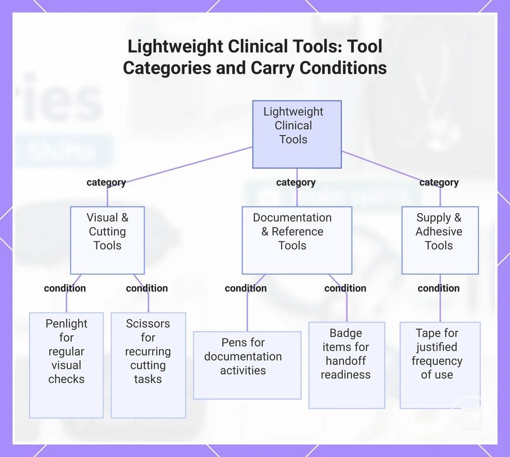 Lightweight Clinical Tools: Tool Categories and Carry Conditions