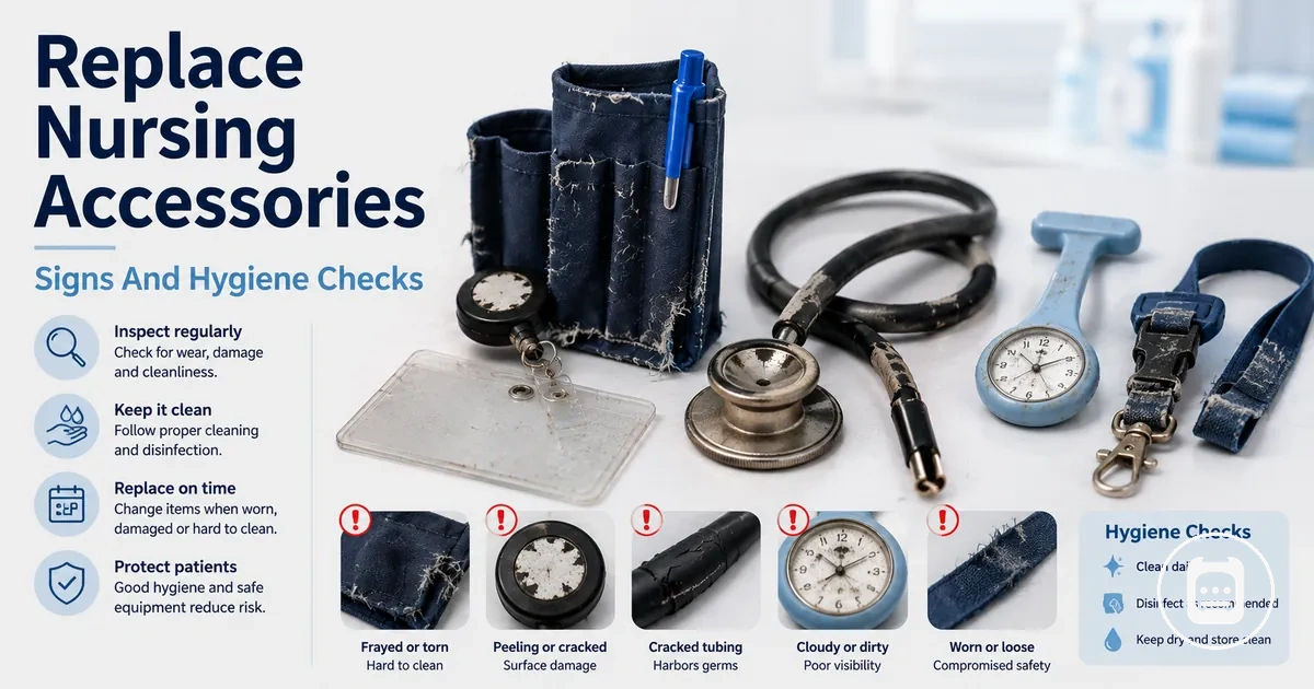 Worn nursing accessories shown with replacement signs and hygiene considerations