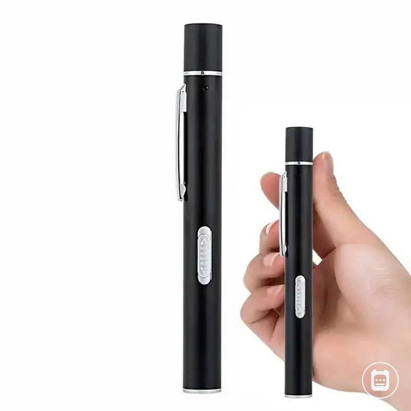 Linterna médica recargable por USB tipo bolígrafo con clip de acero inoxidable