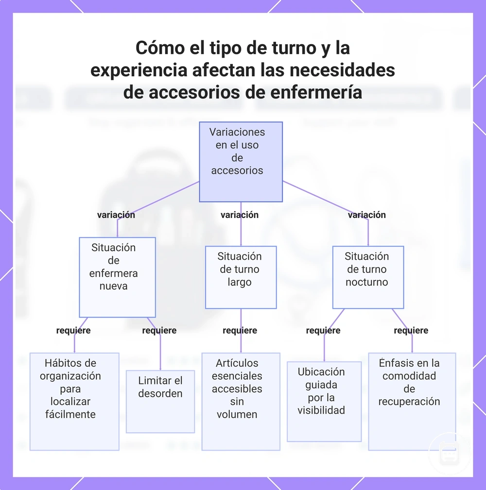 Cómo el tipo de turno y la experiencia afectan las necesidades de accesorios de enfermería