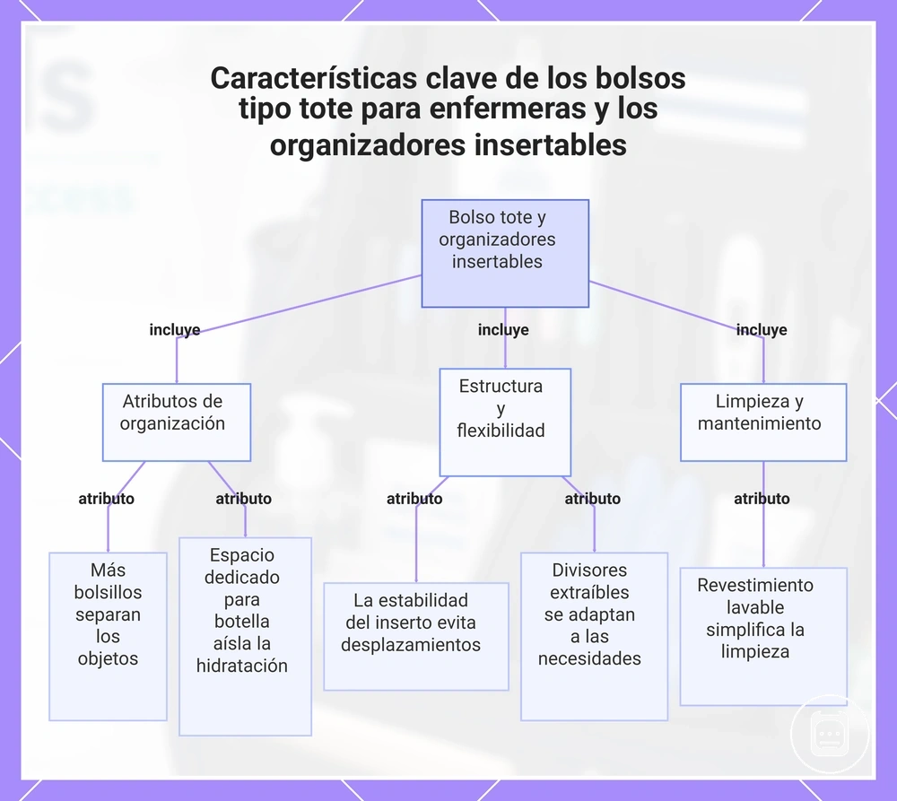 Características clave de los bolsos tipo tote para enfermeras y los organizadores insertables