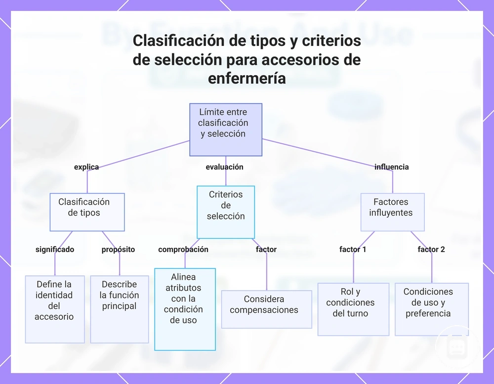 Clasificación de tipos y criterios de selección para accesorios de enfermería