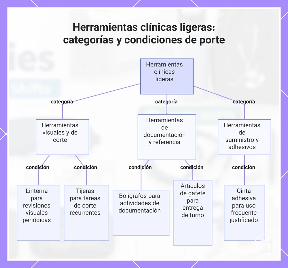 Herramientas clínicas ligeras: categorías y condiciones de porte