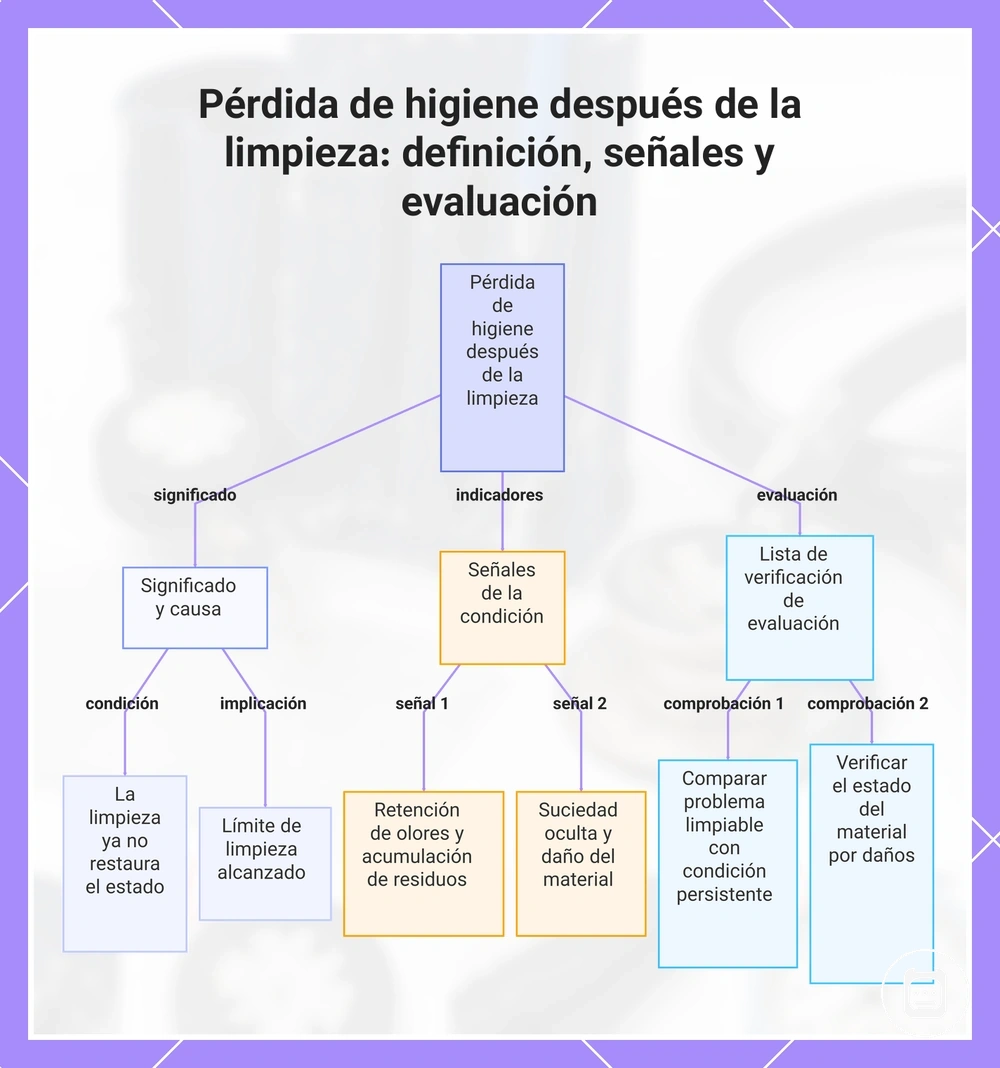 Pérdida de higiene después de la limpieza: definición, señales y evaluación