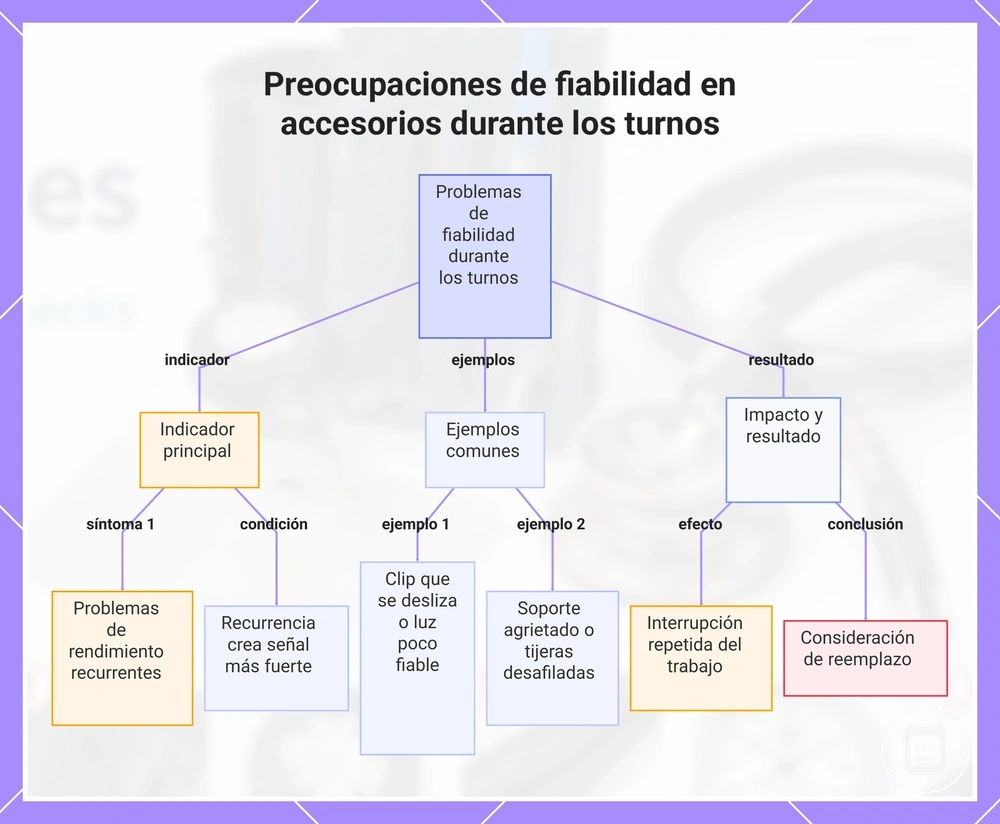 Preocupaciones de fiabilidad en accesorios durante los turnos