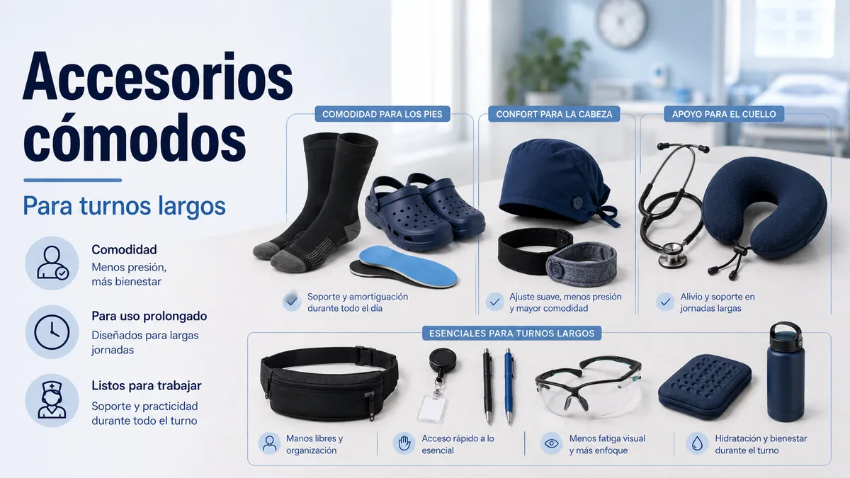 Accesorios de enfermería pensados para la comodidad durante turnos largos y uso prolongado