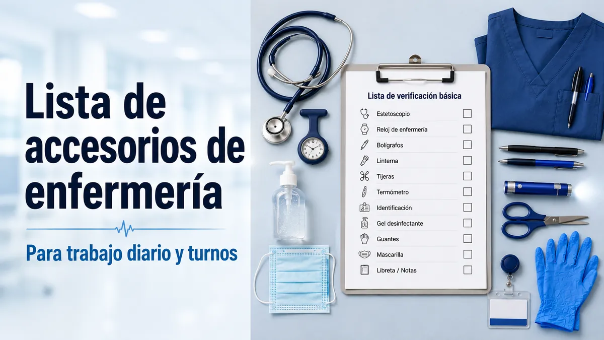 Lista de accesorios de enfermería básicos preparada para el trabajo diario y los turnos
