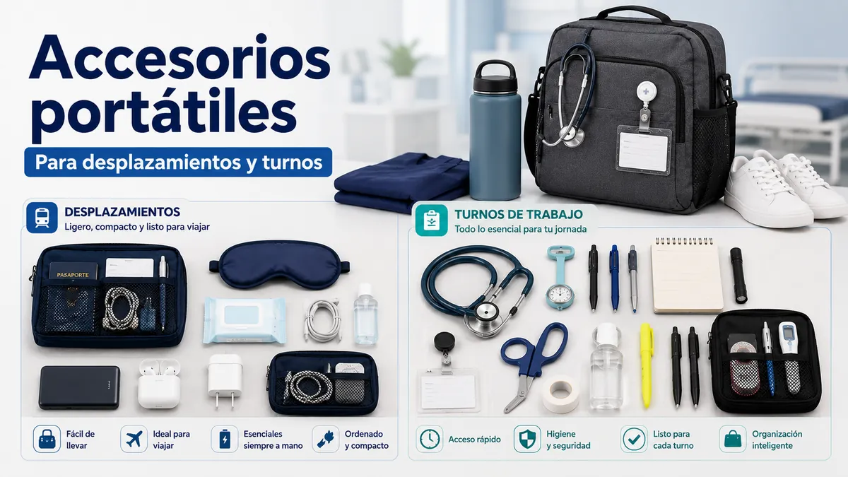 Accesorios de enfermería portátiles preparados para desplazamientos y turnos de trabajo