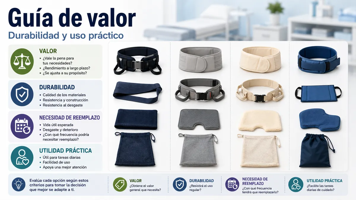 Accesorios de enfermería evaluados por valor, durabilidad, sustitución y uso práctico