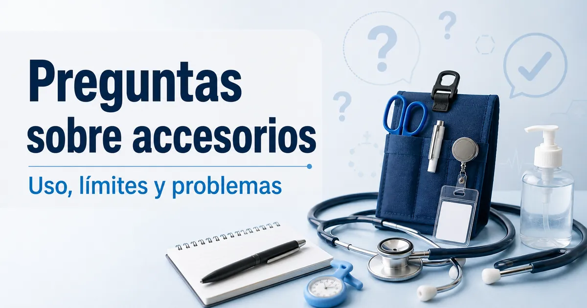 Accesorios de enfermería organizados para responder dudas sobre uso, límites y problemas habituales