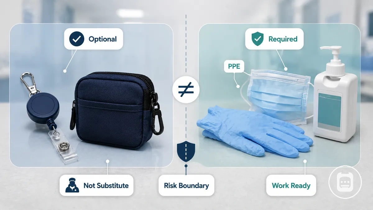 Comparaison des accessoires de soins infirmiers et des fournitures de contrôle des infections avec des articles optionnels et obligatoires séparés