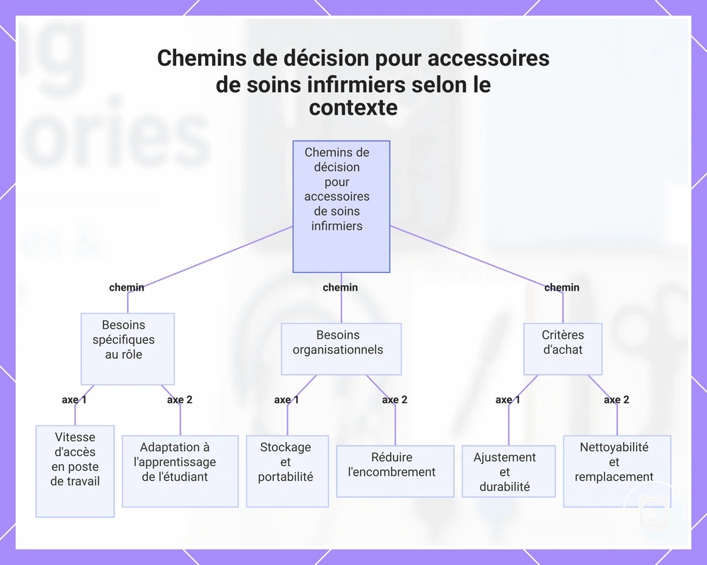 Chemins de décision pour accessoires de soins infirmiers selon le contexte