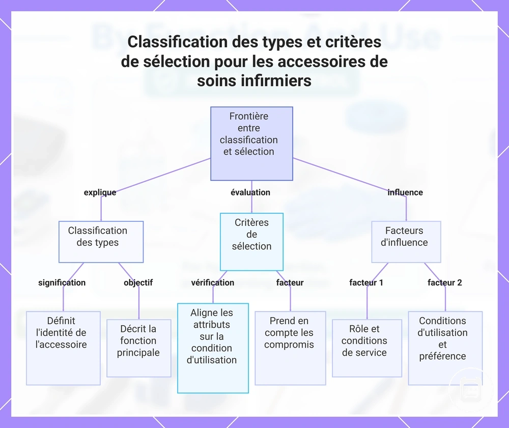 Classification des types et critères de sélection pour les accessoires de soins infirmiers
