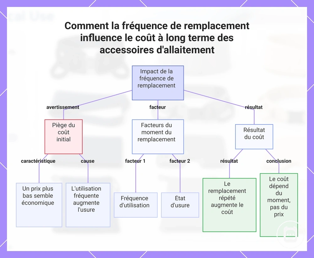 Comment la fréquence de remplacement influence le coût à long terme des accessoires d'allaitement