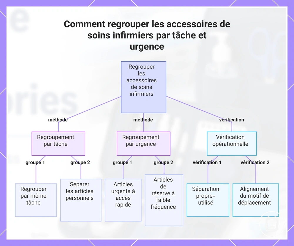 Comment regrouper les accessoires de soins infirmiers par tâche et urgence