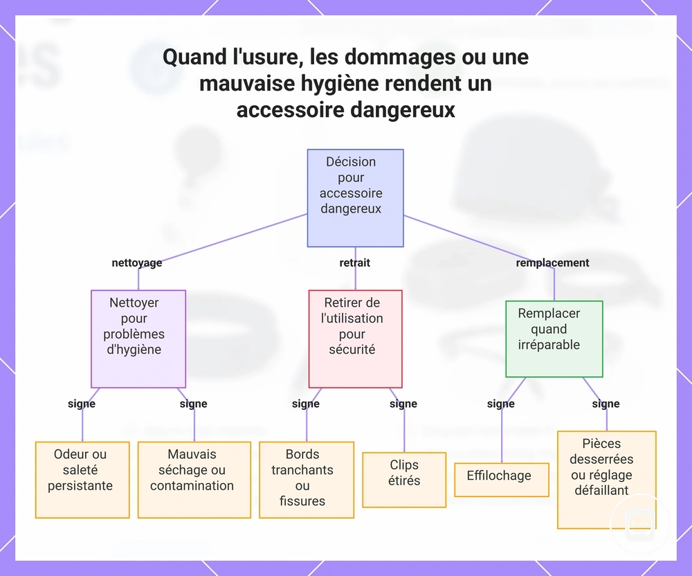 Quand l'usure, les dommages ou une mauvaise hygiène rendent un accessoire dangereux