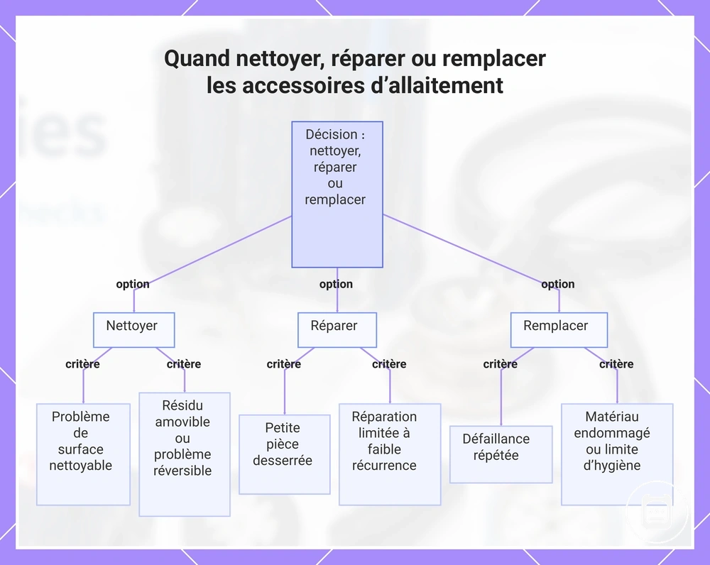 Quand nettoyer, réparer ou remplacer les accessoires d’allaitement