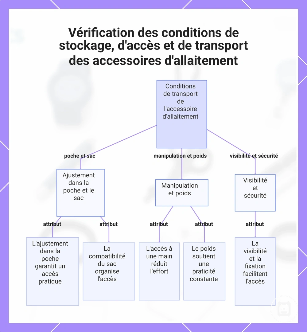 Vérification des conditions de stockage, d'accès et de transport des accessoires d'allaitement