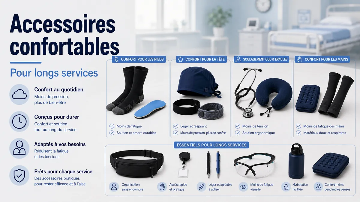 Accessoires de soins infirmiers axés sur le confort pour les longs services et le port prolongé