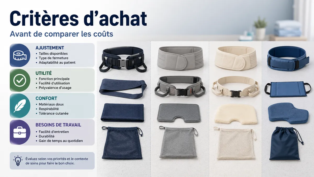 Accessoires de soins infirmiers comparés selon les critères d’achat avant la vérification des prix