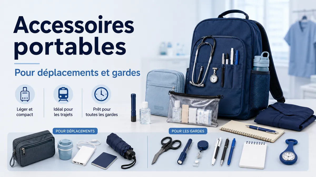Accessoires de soins infirmiers portables préparés pour les déplacements, les trajets et les gardes