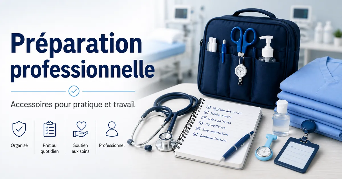 Accessoires de soins infirmiers préparés pour la pratique clinique, le travail quotidien et l’organisation professionnelle