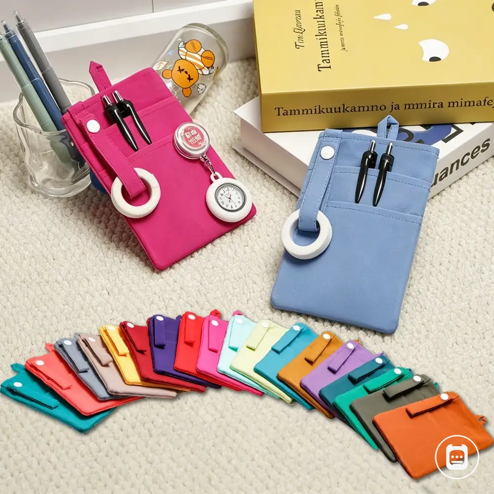 Organizador de bolso com clipe e porta-canetas