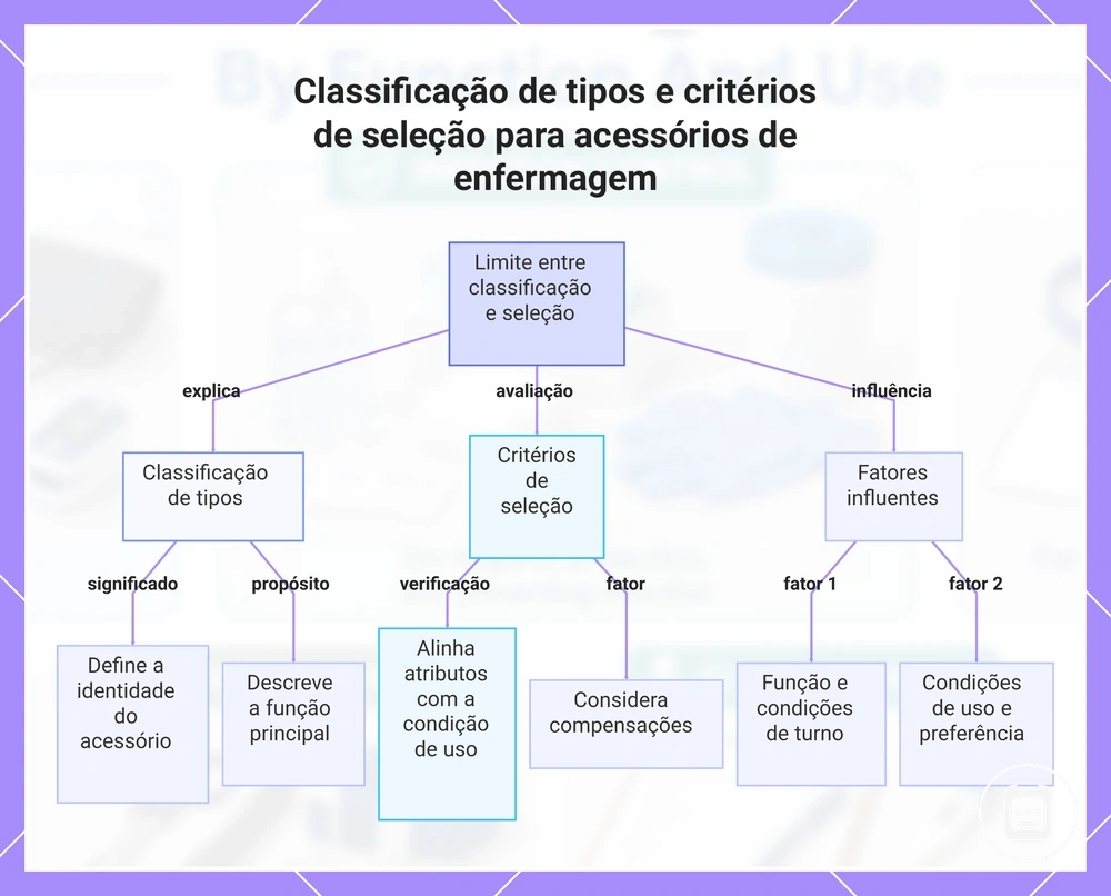 Classificação de tipos e critérios de seleção para acessórios de enfermagem